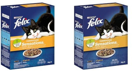 FELIX Farmhouse Sensations Katzenfutter trocken, mit Huhn und Truthahn, 2er Pack (1 x 1kg)