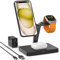 GEEKERA Estación de Carga magnética 3 en 1, Estación de Carga inalámbrica inductiva Compatible con iPhone 16/15/14/13/12/Pro MAX/Mini, Apple Watch 10/9/8/7/6/SE/5/4/3, AirPods 4/3/2/Pro, Negro