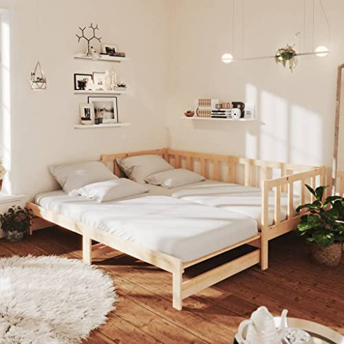 Gecheer Divano Letto con Letto Estensibile, Divano Letto 90 x 200 cm Legno Massello di Pino 2 Posti in Legno Divano Letto Estensibile, Divano Letto Estensibile, Divano Letto con Rete a Doghe, #2