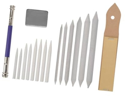 NUOBESTY Torkpenna och ritpenna med suddgummiförlängning och skissverktyg inklusive raderbart sandpapper för konstnärligt kol