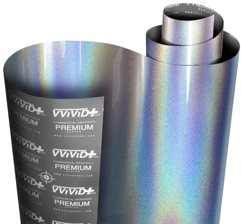 VViViD+ Ultra Gloss Silver Rainbow Metallic Vinyl (1ft x 5ft) Premium Car Wrap Film