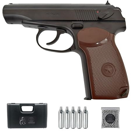 Pistola Borner PM Nº1 CO2 (4,5mm) | Pistola de Aire comprimido (Bolas de Acero) Calibre 4,5mm + 500bb's + 5co2 + maletín.