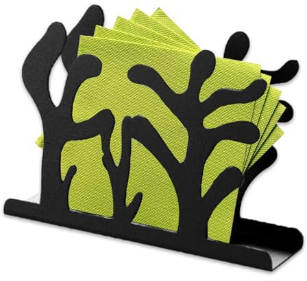 Plstod Serviettenhalter Schwarz, Serviettenspender Metall, Serviettenständer Seetang Motiv Serviettenhalter Edelstahl, Napkin Holder für Küche Restaurant Tisch Heim 12 x 3 x 8.5 cm