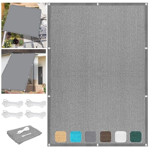 Sichtschutz mit Ösen 2.2 x 2.6 m Rechteckig Garden Schattiernetz Wasser Luftdurchlässig mit Ösen Befestigungs Kit für Carport Pflanze Pergola Zaun Außen, Hellgrau