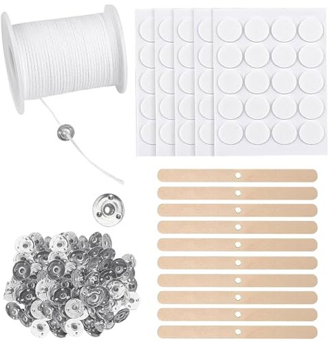 Scentoria 61 m Kerzendocht, Kerzendochte für Kerzen, Kerzen Docht Set, Kerzendocht Kaufen, Kerzendochte für Dicke Kerzen, Kerzen Selber Machen Set, Dochte für Kerzen Gießen, Candle Wick 6 cm