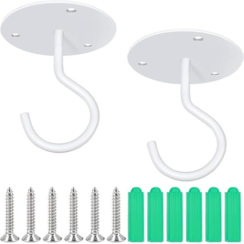 Väggmonterade växtkrokar 4-delat paket - 2,95 tum, Lämplig for lampor, planteringar, lyktor, hängande fågelmatare, vindspel, dekorativa krokar inomhus och utomhus /244(White,2)