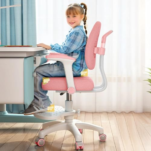 Yokawe Silla de escritorio mejorada para niños con ruedas de 360 grados, sillas de estudio para niños con altura ajustable, silla giratoria ergonómica, cómoda silla de computadora para el hogar, la