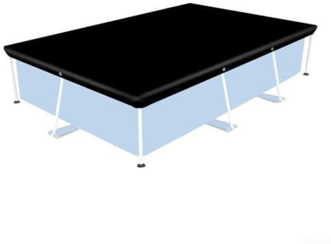 Cubierta rectangular para piscina, 221 x 150 cm, impermeable, a prueba de polvo, resistente a los rayos UV, tela Oxford 210D, color negro, reflectante de calor, lámina protectora para soporte al aire