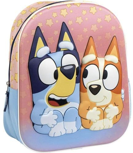 Sac à dos 3D Bluey pour enfants, design original et relief réaliste pour garçons et filles | Sac à dos d'école Bluey spacieux et bretelles réglables, licence officielle et design unique