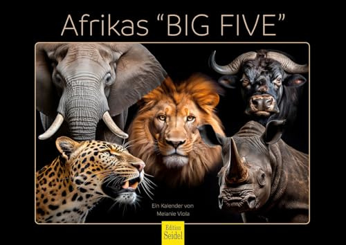 Edition Seidel Calendario premium de África Big Five 2026, formato DIN A4, calendario de pared, calendario de animales, África, animales salvajes, depredador, búfalo, elefante, león, gato grande