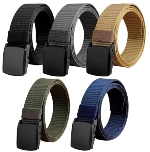 5 Pièces Ceinture Travail Homme Réglable 130cm, Pas de Boucles Métalliques