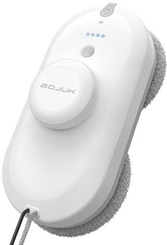 BOJUK Window Cleaning Robot, 5000Pa Suction, Dual Spray, AI Smart Path Planning, Wet and Dry Glass Cleaner with Edge Detection and Anti-Drop Protection for High-Rise Windows (White)