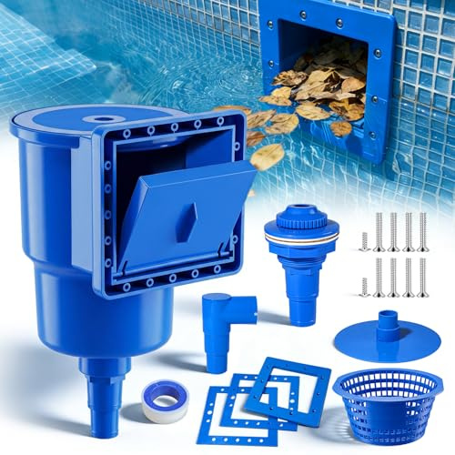 Orealla Kit Skimmer Recolector de Espuma para Piscina – con Gran Cesta, Boca de Entrada y Válvula de Retorno – ABS Azul Resistente para Piscinas Enterradas/Elevadas