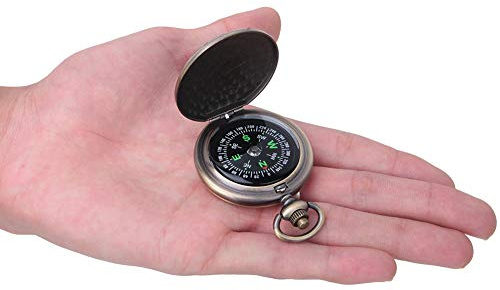 Xiuganpo Brújula Compacta de Reloj de Bolsillo Abatible de Aleación de Zinc para Navegación Al Aire, Duradera y Liviana, Aventuras de Campamento y Senderismo