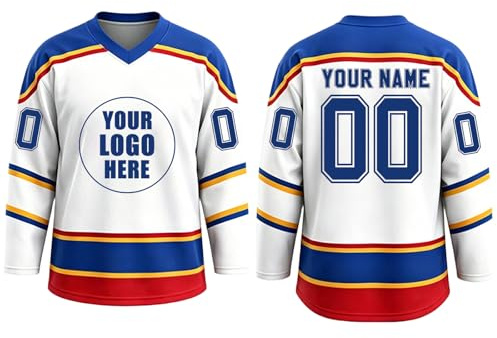Generico Maglia da Hockey Personalizzata con Nome e Numero, Maglie da Hockey Vergini Personalizzabili per Uomo Donna Bambini per Sportivi Partite e Allenamenti (D)