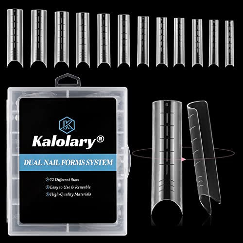 Kalolary 120PCS Clear Gel Nail Mold Full Cover Dual System Forms C Curve Extension Tips Art Manicure Tools