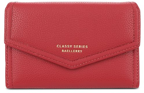 FORRICA Portefeuille Femme Petit Format Porte Monnaie Elégant Porte Cartes Cuir PU Porte Feuille avec Fermeture Éclair Boîte Cadeau Rouge