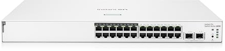 HPE Networking Instant On Switch Series 1830 24-Port Gb Smart-managed Layer 2 Ethernet Switch with PoE | 24x 1G | 2x SFP | 12x CL4 PoE (195W) | Fan-less | UK Cord (JL813A#ACC)
