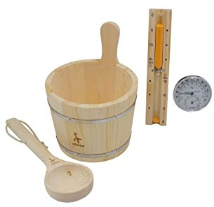 altone Ensemble d'accessoires pour sauna avec seau d'infusion, truelle, thermomètre, hygromètre, sablier