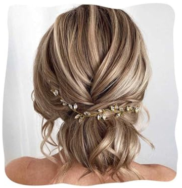 JAKAWIN Wedding Hair Piece for Brides Bridal Hair Accessories Crystal Hair Vine for Women HV190 (2 Gold)