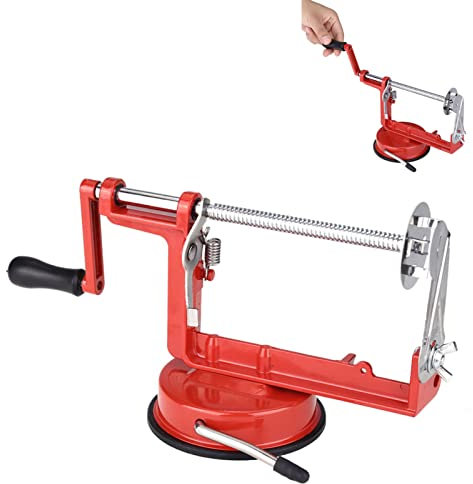 Affettatrice a Spirale per Patate, Affettatrice per Patate a Spirale Tornado Tagliapatate a Spirale Affettatrice Manuale per Verdure in Acciaio Inossidabile Rosso