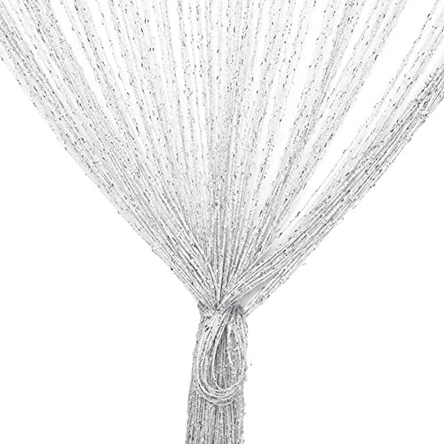 CHUANGOU 100 cm X 200 cmPailleté Fil Rideaux Décoration，Diviseur Gland Rideau，pour Porte,Windows,Maison Décoration, Événement Décoration.（Blanc）