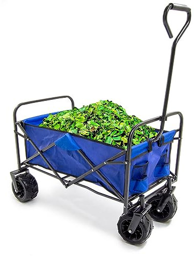 BMC Folding Trolley Cart Collapsible 100L Weather Resistant Festival Beach Garden Camping Wagon Pull Along Trailer