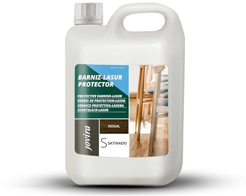 JOVIRA PINTURAS BARNIZ-LASUR Protector Satinado al Agua. Protege, decora y embellece todo tipo de madera. (2 Litros, Nogal) I-23