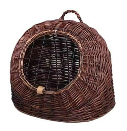 Hand-woven Natural Willow Cat Cage Outdoor Cat Cage Indoor For Pet Houses Pet Nest(Brown,44cm 34cm 35cm)