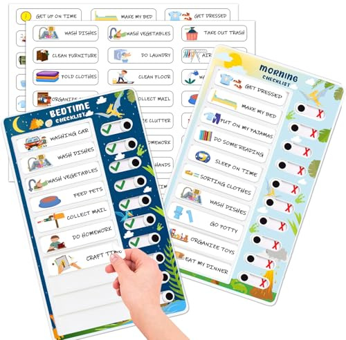 Uppgiftstabell för barn Interaktiv morgonrutin och sängtidstabell för barn Visuellt schema för barn och småbarn Beteendeschema för barn hemma ADHD-verktyg för barn