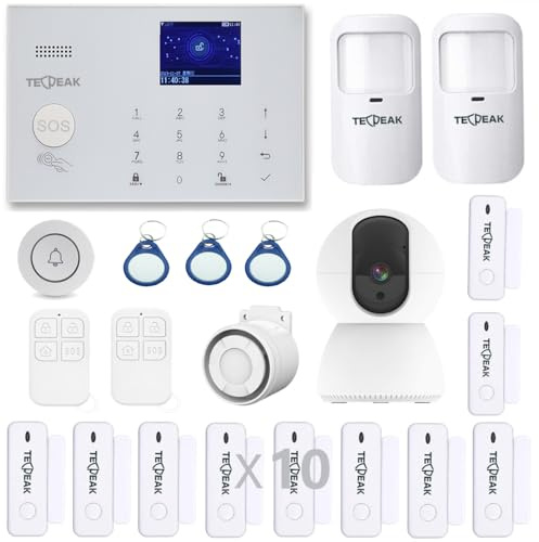 Sistema de Alarma gsm/WLAN, Sistema de Alarma Doméstico TECPEAK, Set de Seguridad Doméstico Incl Cámara de Seguridad