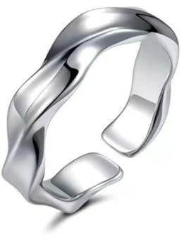 KONFEN Möbiusring Herren Ring, Wikinger Verstellbare Geschnitzte Ringe für Männer Hypoallergenes Hochglanzpolierte Oberfläche, Hip Pop Offene Gothic Punk Ewigkeit Unendlichkeit Herrenschmuck, Silber