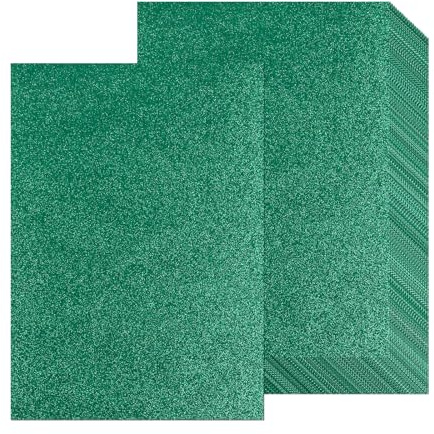 Lot de 20 feuilles de papier cartonné épais à paillettes vertes A4 250 g/m² pour scrapbooking, projets artistiques, cartes de vœux, mariage, décoration de fête d'anniversaire (vert)
