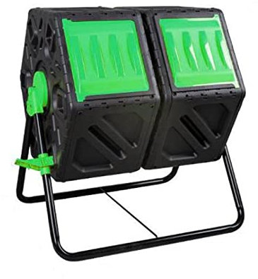 Compostador eléctrico Contenedor de compost de doble cámara for exteriores, compostador giratorio de 31 galones con 2 puertas corredizas y sistema de aireación, vaso de compost de jardín, sin BPA Comp