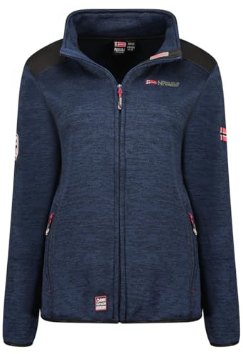 Geographical Norway Tourbilloneama Lady - Polaire Fine Femme Chaude Fermeture Zip - Veste Automne Hiver Printemps Chaud Femmes - Longues Manches Vetement Pull Fourrure Doux Confort (Marine M)