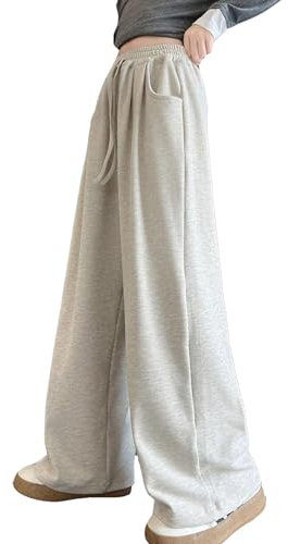 Jogginghose MäDchen, Baggy Jogginghose MäDchen Lang Sweathose Einfarbig Hose Sport Freizeithose FüR Teenager Baumwolle Trainingshose Bequeme Casual Sweatpants Sporthose, Beige