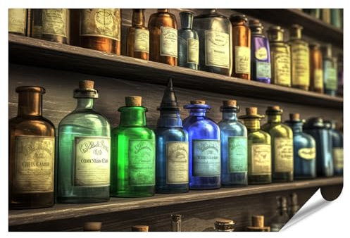 islandburner Poster Prime Picture Bouteilles de Pharmacie Colorées Étagère Premium Photos Impression Photo