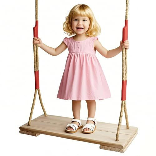 gifyym Chaise Balançoire en Bois,Balancelle pour Les avec Une Corde d'ajustement en Hauteur | Accessoire de Loisir Portable Adolescents Adultes