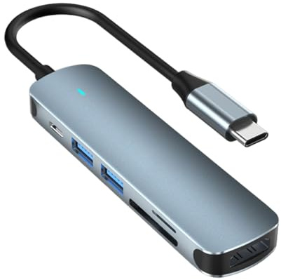 USB C Hub | Divisor USB C Portátil | Dispositivo 6 en 1 Portátil para Reuniones Creadores de Contenido Aficionados de Tecnología y Aulas