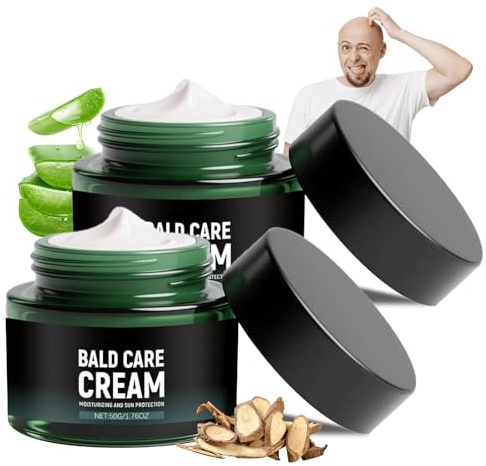 Glatzencreme 2 Stück Kopfhaut Pflege, Natürlicher Anti-Shine-Effekt, Glatzenpflege für Glatzenträger Rasiercreme Herren, Hautcreme Männer gegen Hautirritationen und Rasurbrand, 50ml