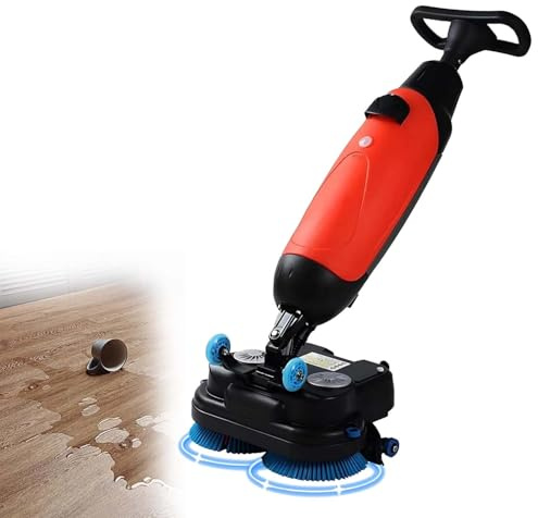 zhenmaster Fregadora Eléctrica de Pisos 3 en 1, Pulidora y Secadora Manual de 17 Pulgadas, Alta Eficiencia 13000 Pies²/H, Ideal para Suelos de Baldosa, Cemento y Madera Sellada(Red)