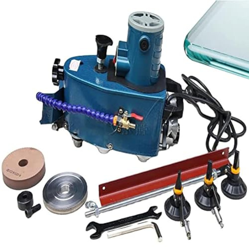 Electric Glass Edging Machine, Portable Small Glass Edger with 8000r/min Speed, Bevel Edge Grinder and Polishing Wheel for Acrylic, Plexiglass, Marble, Ceramic