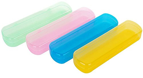 Ericotry - Custodia in plastica per spazzolino da denti e dentifricio, 4 pezzi, portatile, antipolvere, per uso quotidiano e da viaggio, colore selezionato in modo casuale