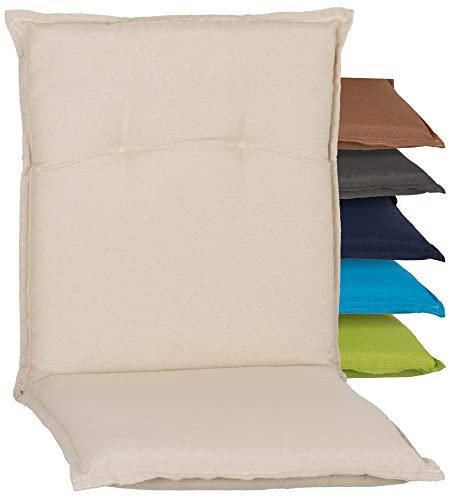 Beo Gartenstuhlauflage Niedriglehner Wasserabweisend Turin | Made in EU Premium-Qualität | Niedriglehner Auflagen UV-beständig und waschbar | Atmungsaktive Stuhlauflage Niedriglehner in Beige