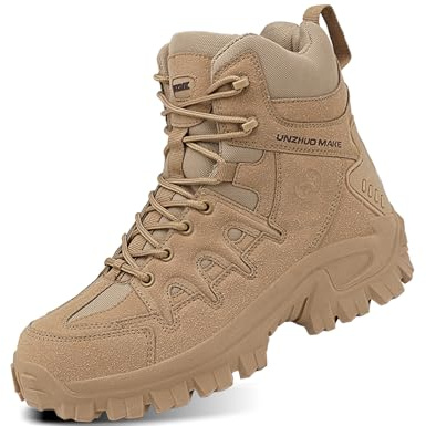 IYVW KKK 1201 Bottes militaires Bottines de Chasse pour Homme, Hautes à Lacets, de Combat, Militaires, randonnée,Les explorations dans la Jungle,Jaune désert 46 EU