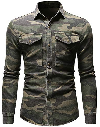 NF Camicia di Jeans Mimetica Verde Militare Manica Lunga da Uomo Camicie da Escursionismo All'aperto Top Accessori per La Caccia Abbigliamento Gilet da Tiro Tattico Abbigliamento da Campeggio