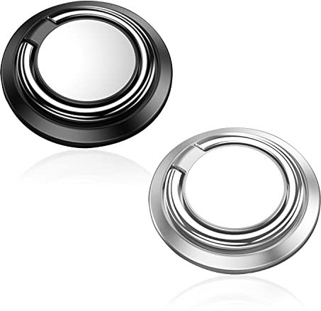 Soporte para Anillo de teléfono de 2 Piezas, Giratorio de 360° Ajustable, Proporciona Soporte para automóvil, se Adapta a Todos los teléfonos Inteligentes (Negro Plateado)