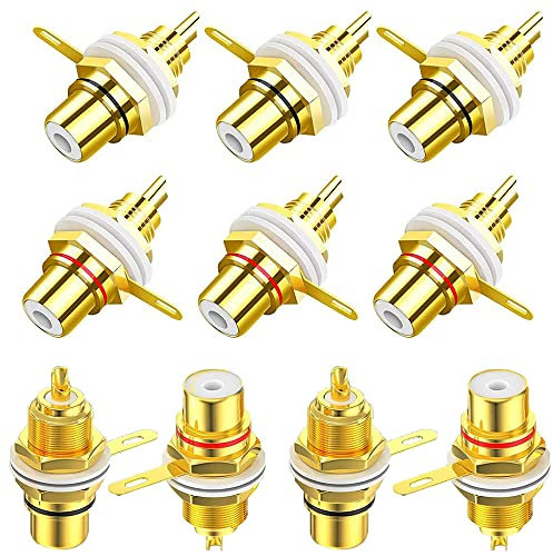 Greluma 10 Piezas Conector Hembra RCA, Adaptador de Montaje en Panel de chasis RCA