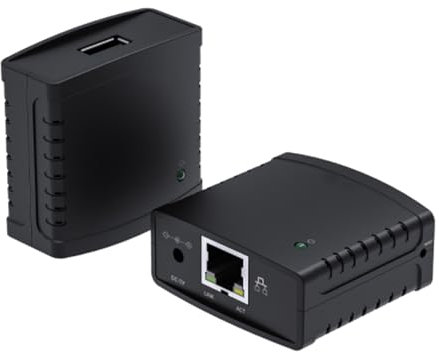 Septpenta USB Print Server Adapter, Printer Network Sharer, RJ45 LAN Port, High Integrated Chip, Built in Web Management Function, 10/100Mbps Ethernet to USB 2.0 Network Print Server(EU)