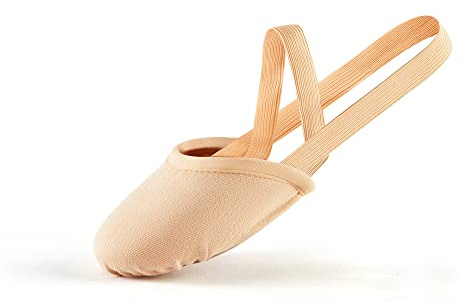 SANGEESON Half Sole Dance Shoes - Stretchy Canvas Pirouette Shoes for Ballet, Lyrical, Modern, Jazz Dance, and Contemporary, Nude, M